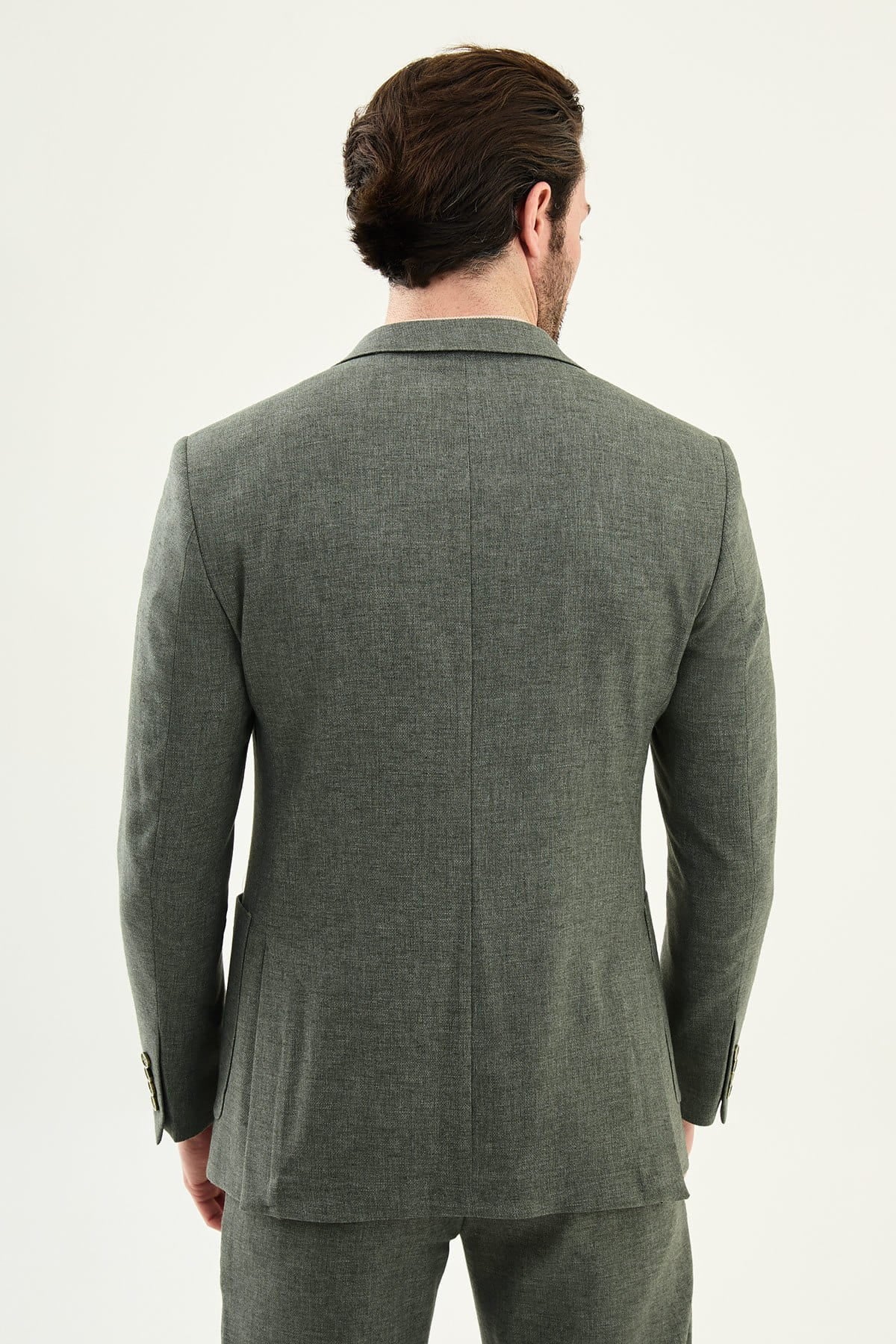 Men’s Sage Green Linen Blend Slim-Fit Suit