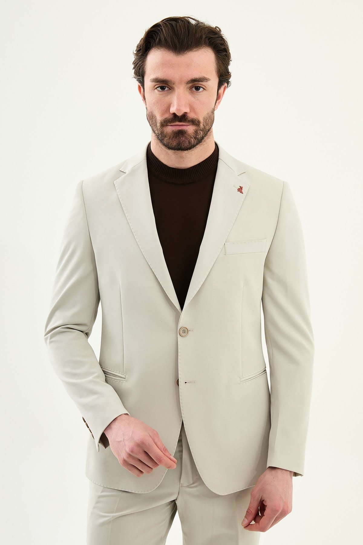 Men’s Stone Beige Slim-Fit Suit