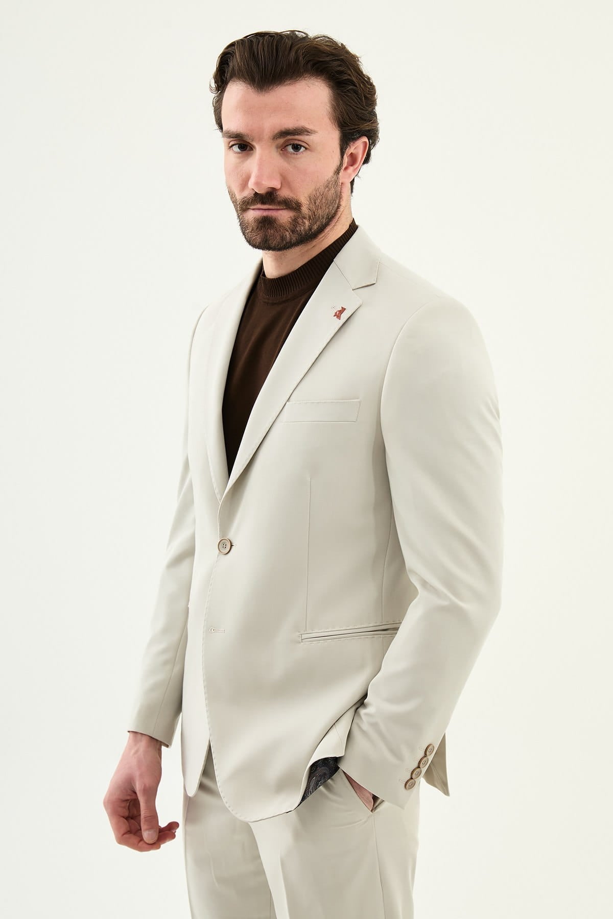 Men’s Stone Beige Slim-Fit Suit