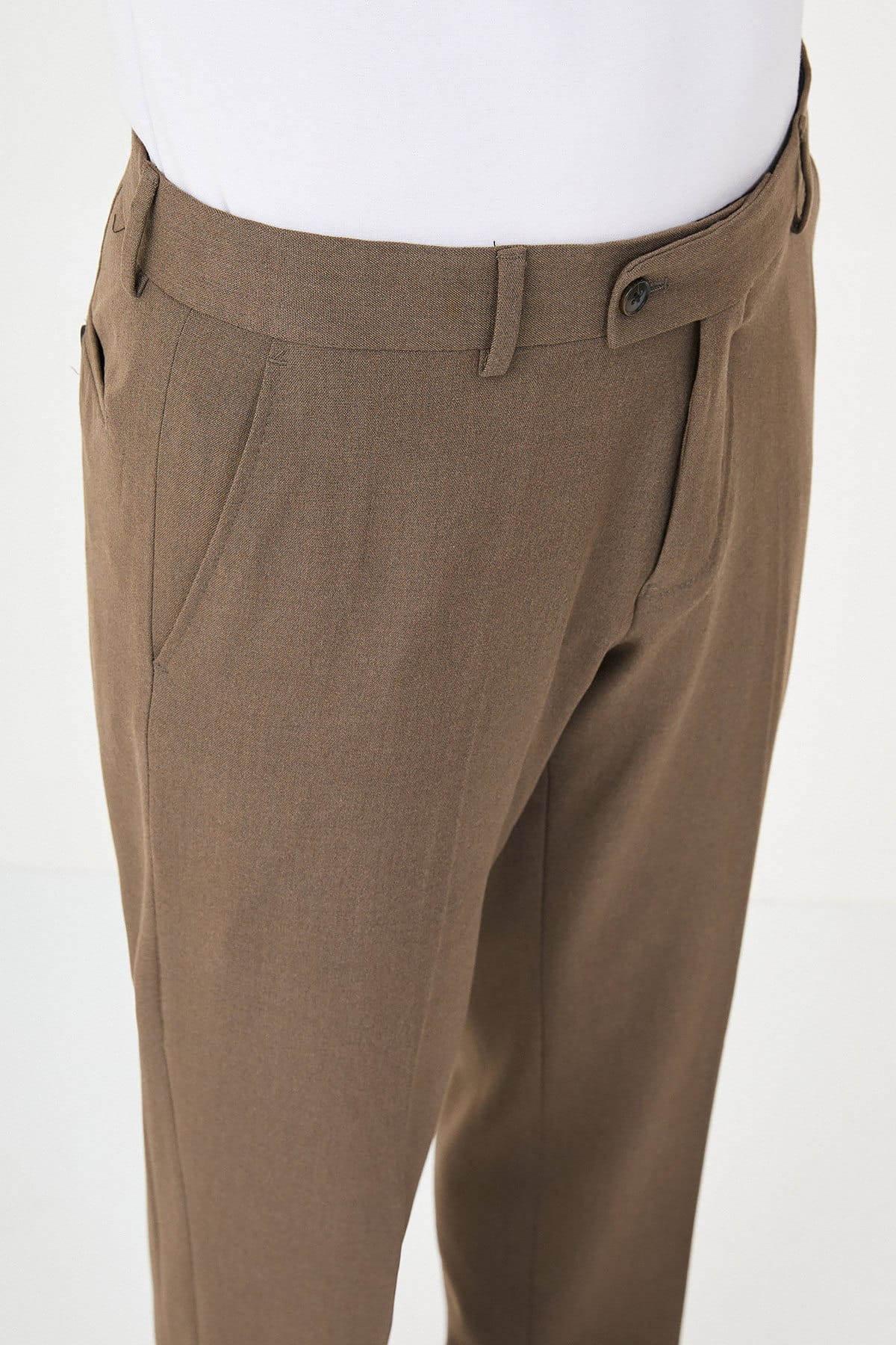 Men’s Taupe Brown Slim Fit Formal Trousers