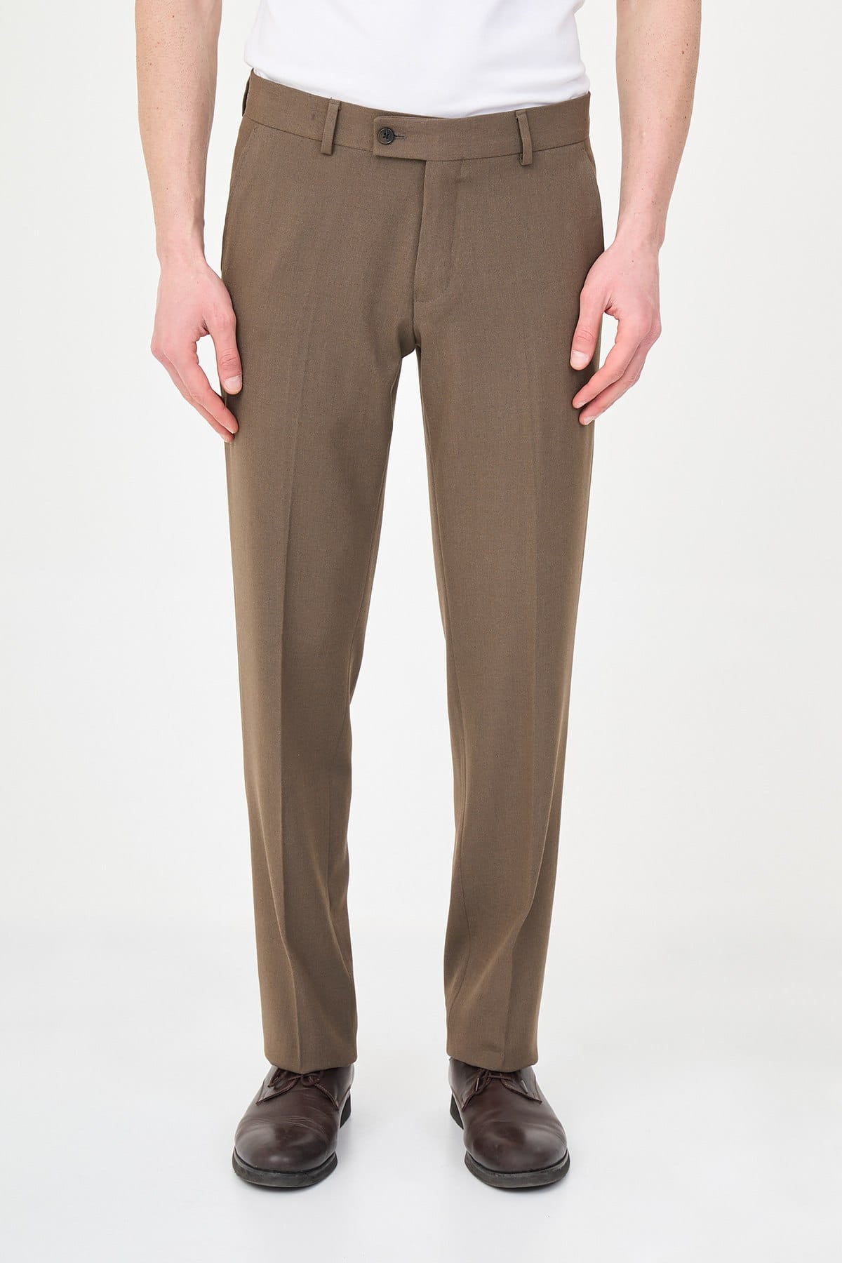 Men’s Taupe Brown Slim Fit Formal Trousers