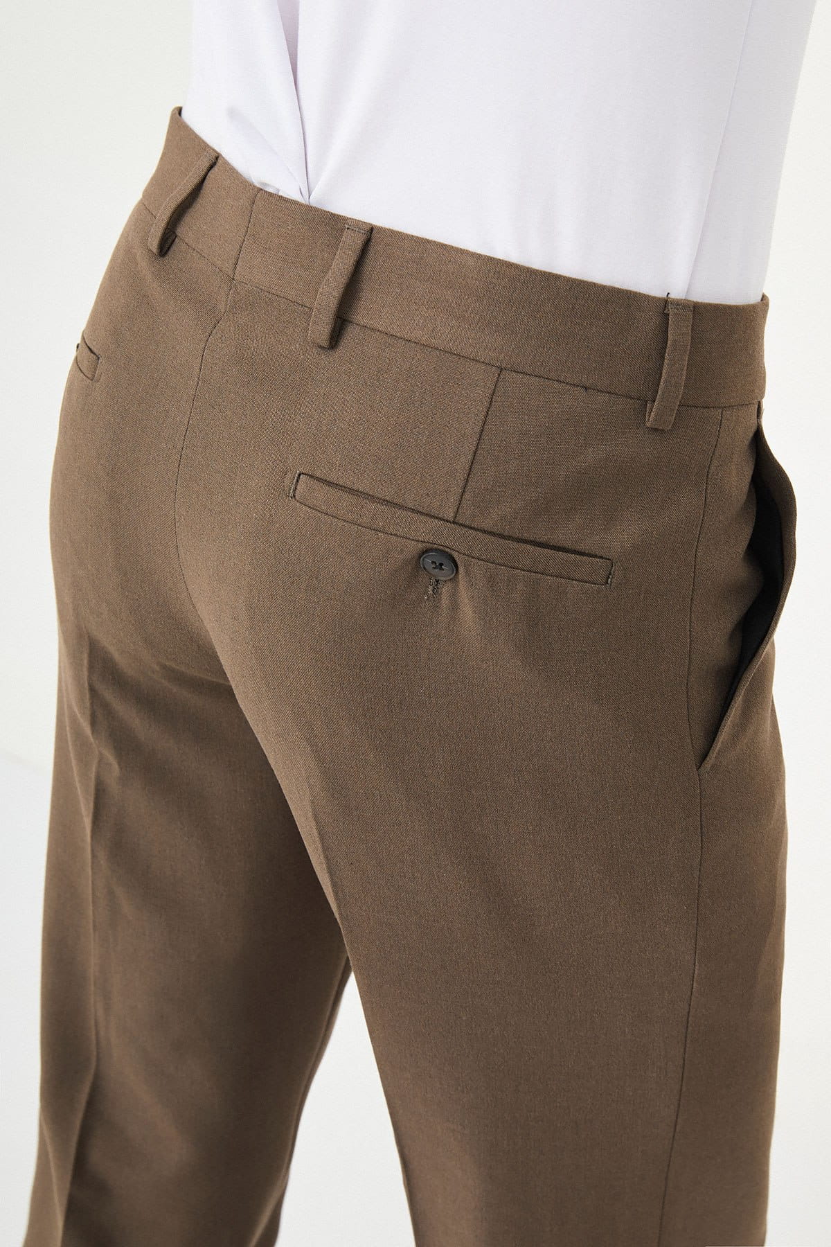 Men’s Taupe Brown Slim Fit Formal Trousers