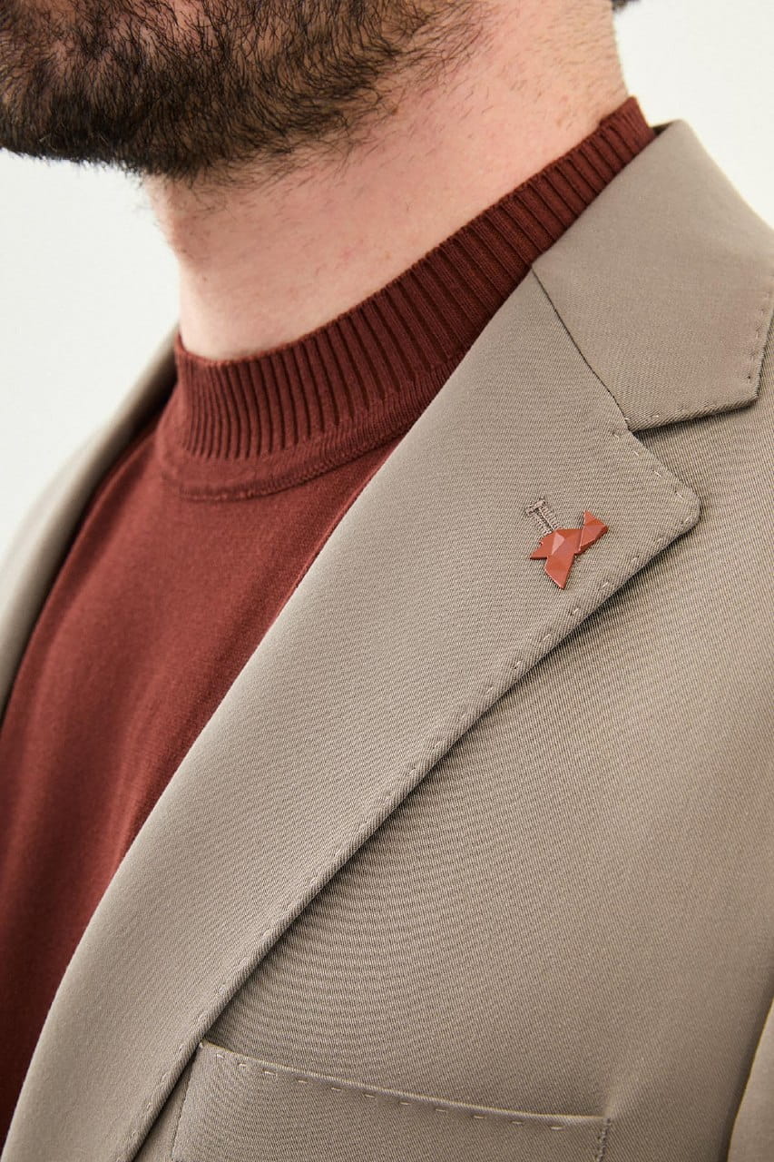 Men’s Taupe Slim-Fit Suit