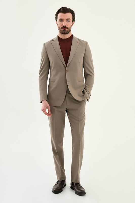 Men’s Taupe Slim-Fit Suit