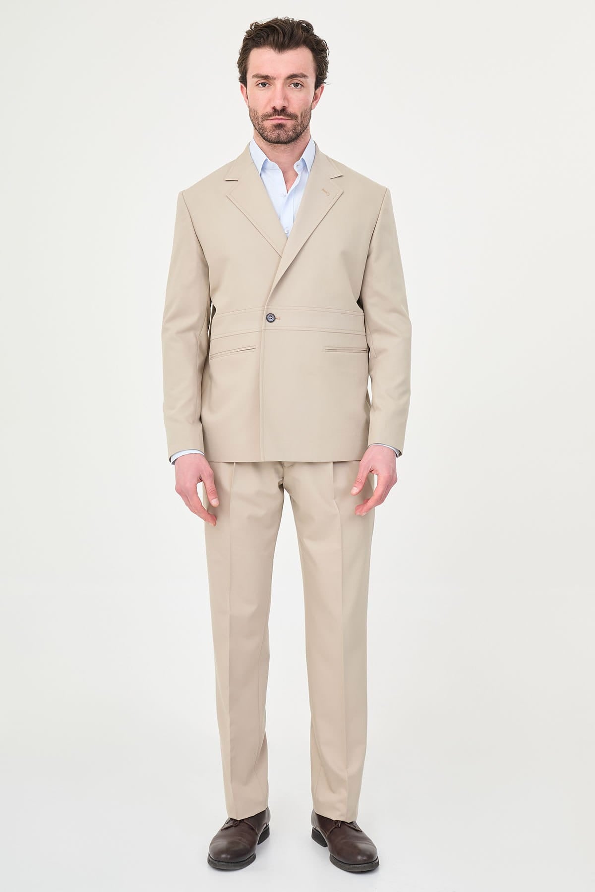 Modern Men’s Beige Slim Fit Suit