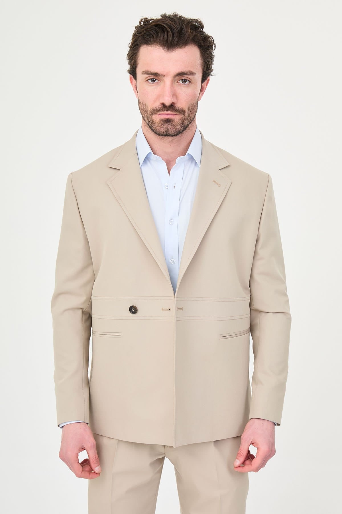 Modern Men’s Beige Slim Fit Suit