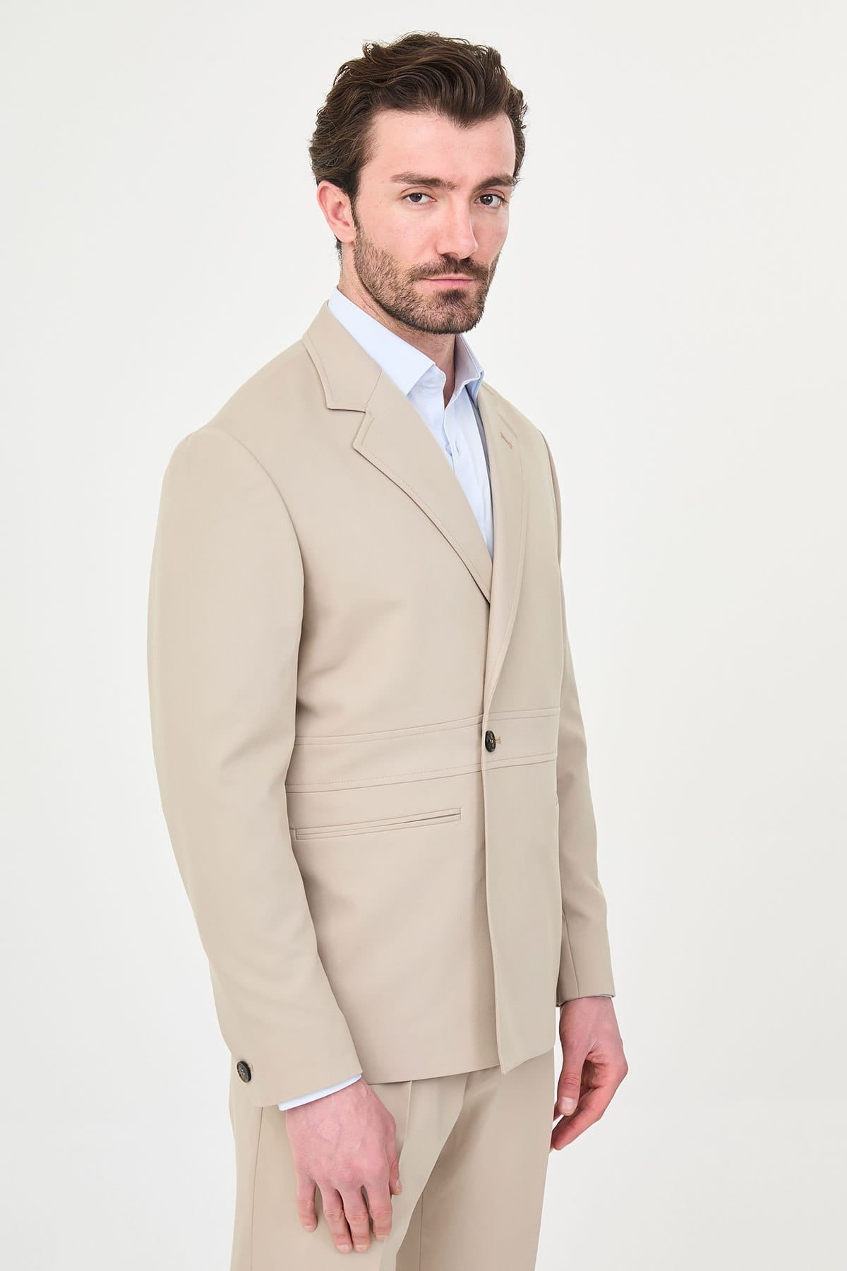 Modern Men’s Beige Slim Fit Suit