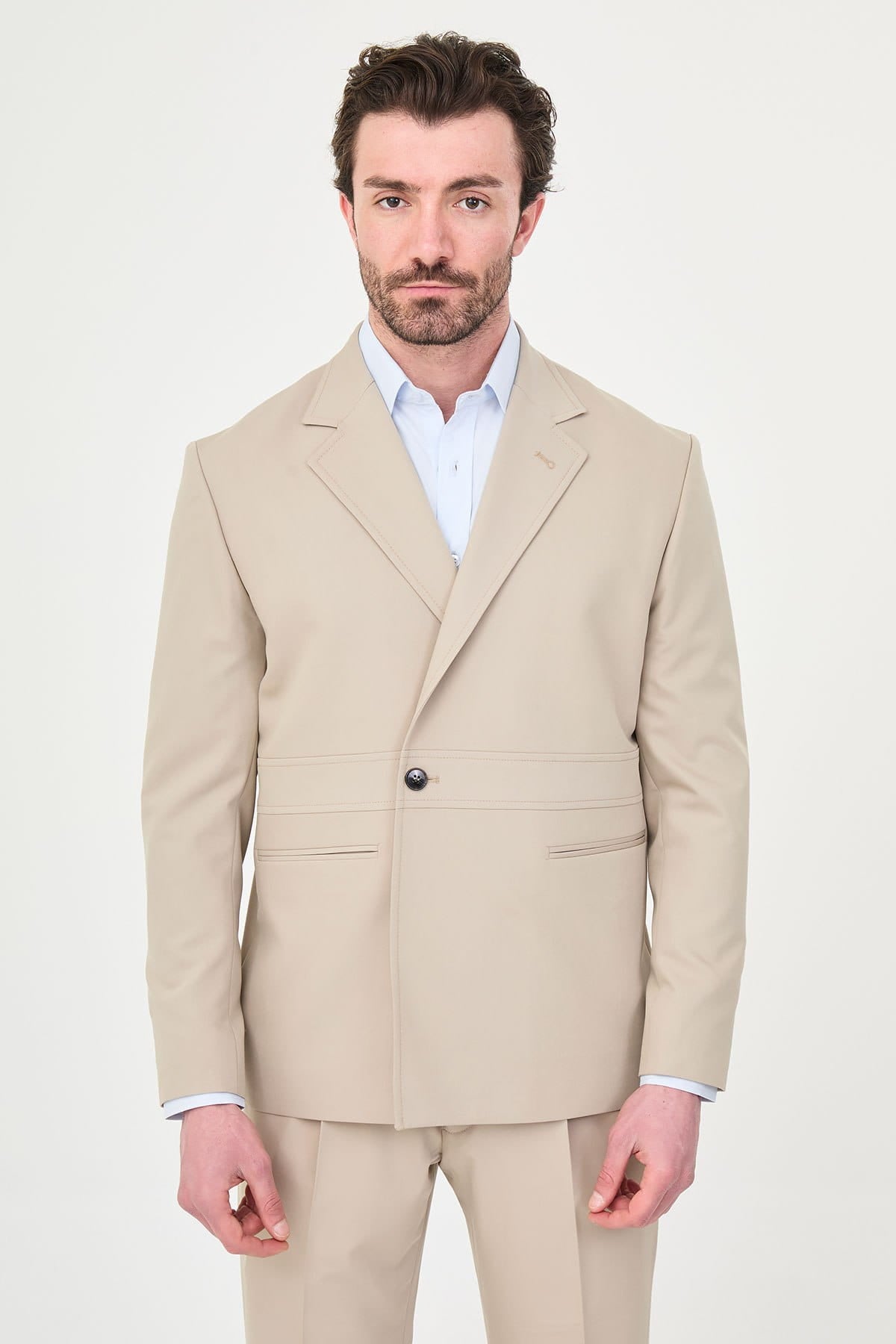 Modern Men’s Beige Slim Fit Suit