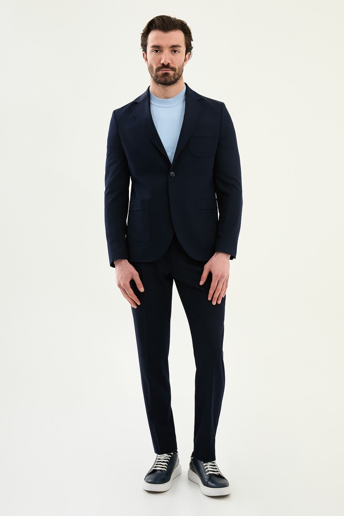 Navy Blue Slim Fit Stretch Sport Jacket Blazer