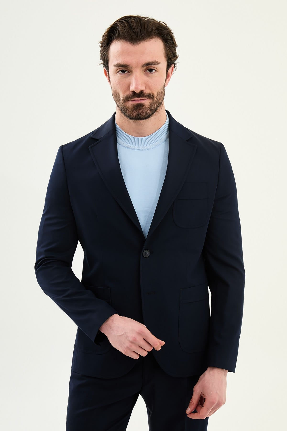 Navy Blue Slim Fit Stretch Sport Jacket Blazer