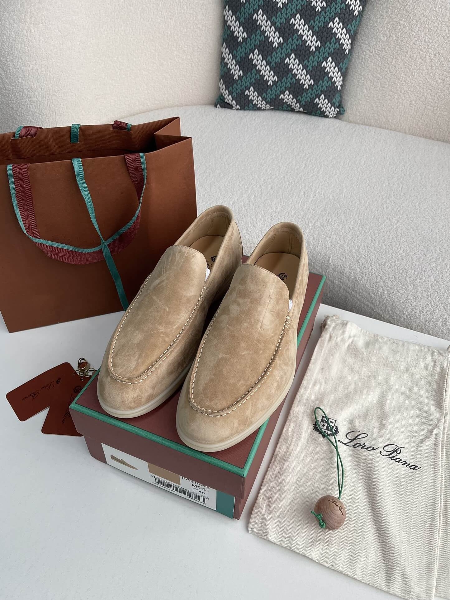 Loro Piana Beige Suede Summer Walk Loafers