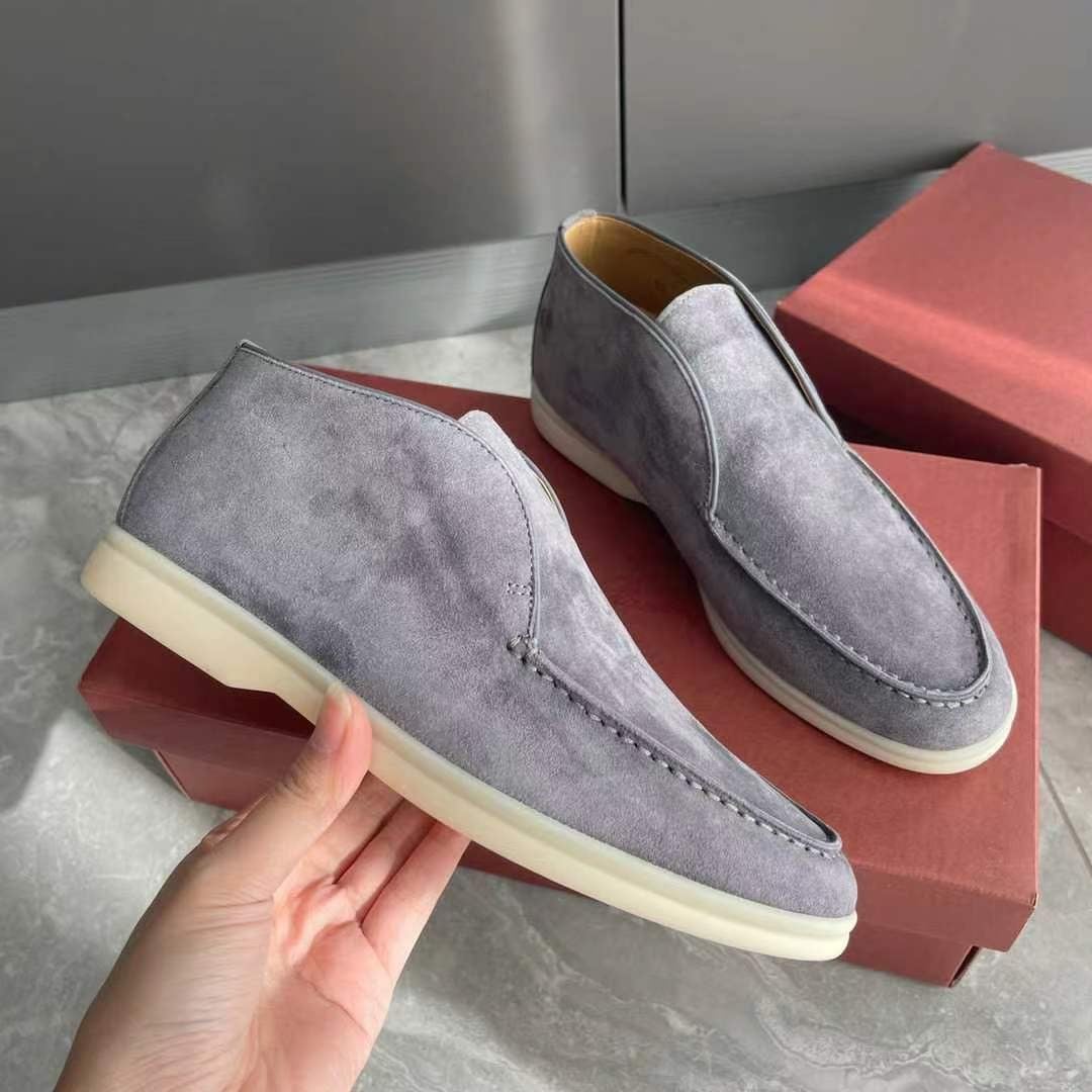 Loro Piana Open Walk Suede Gray Chukka Boots