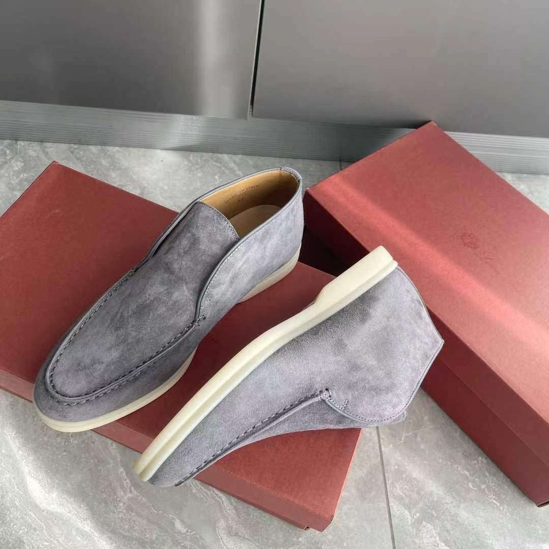 Loro Piana Open Walk Suede Gray Chukka Boots