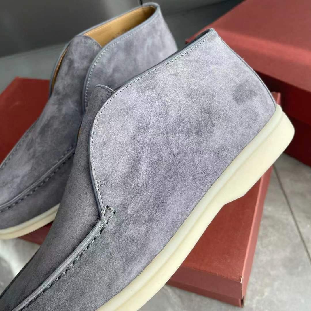 Loro Piana Open Walk Suede Gray Chukka Boots