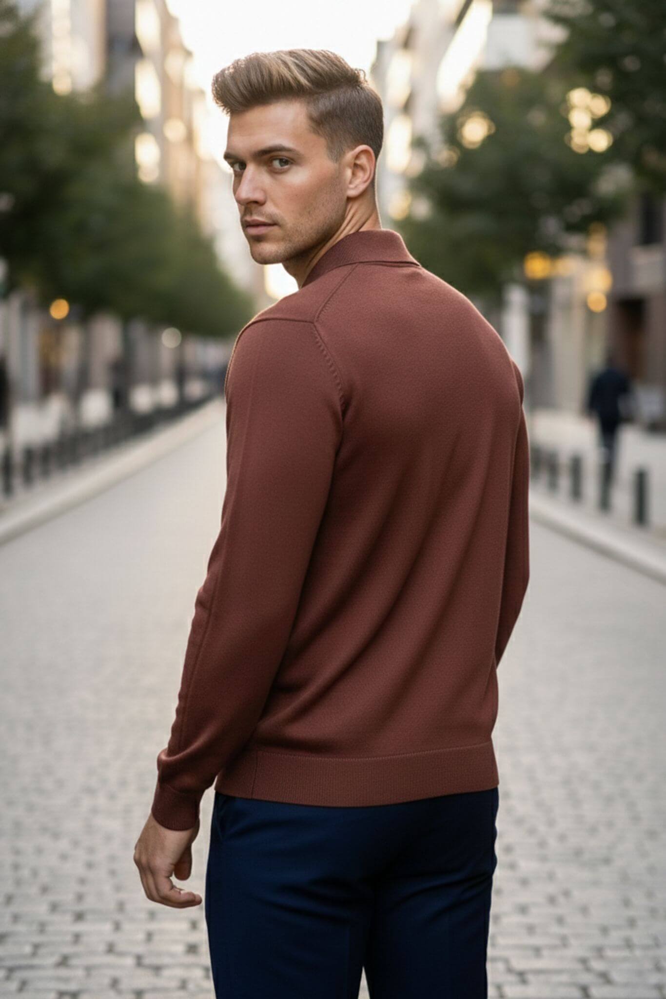 Slim-fit Knitted Quarter-Zip Polo Sweater in Tile