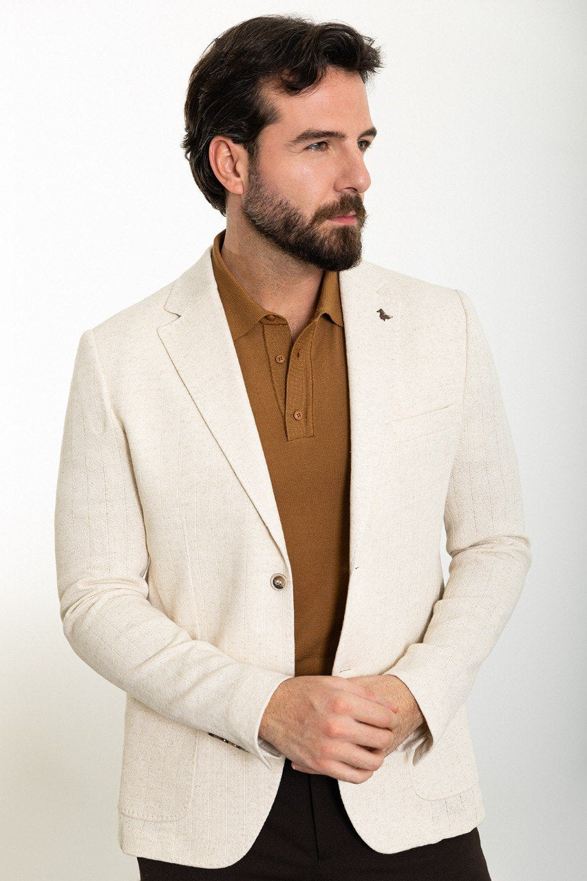 Ivory Stone White Slim Fit Blazer