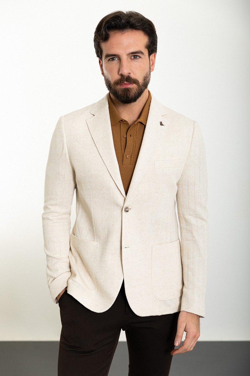 Ivory Stone White Slim Fit Blazer