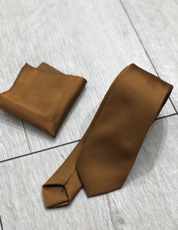 Tile Brown Textured Tie for Men
