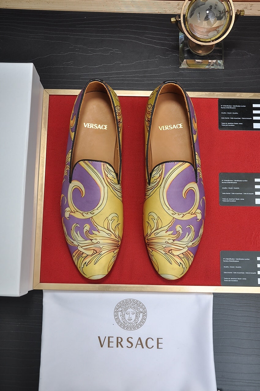 Versace-inspired Purple Baroque Print Loafer