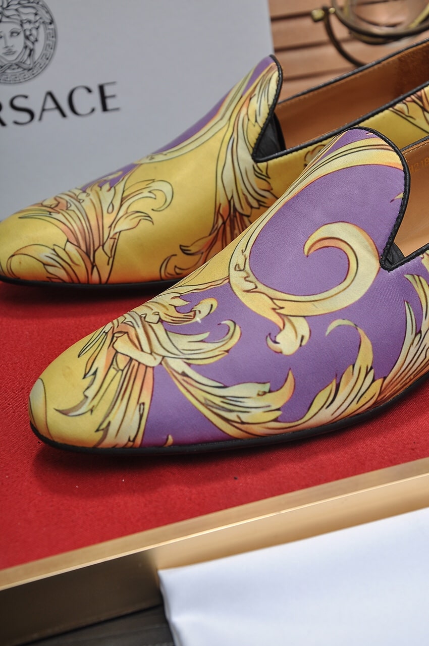 Versace-inspired Purple Baroque Print Loafer