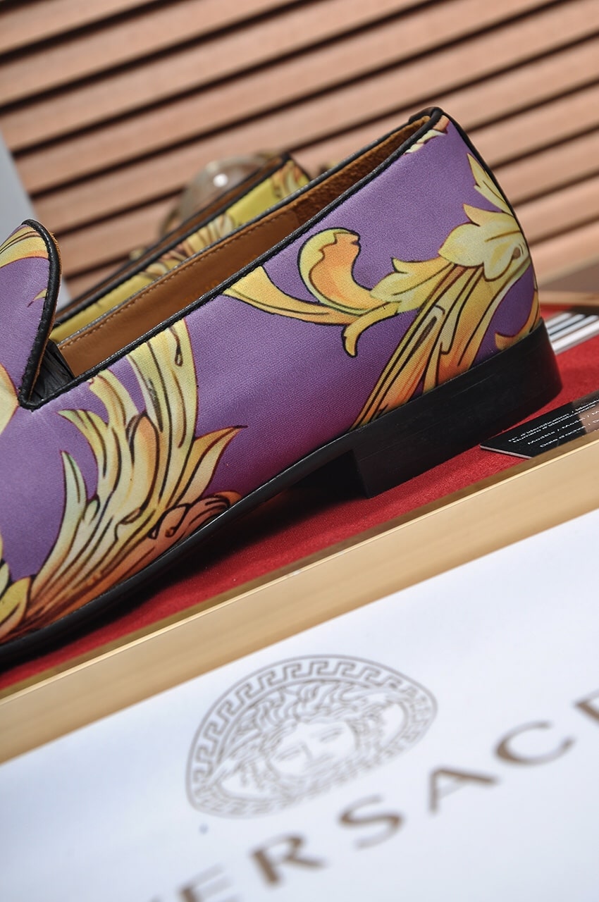 Versace-inspired Purple Baroque Print Loafer