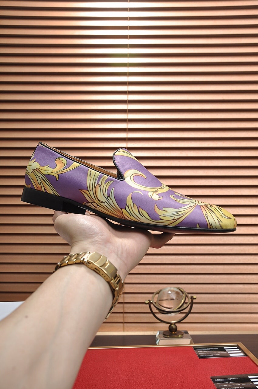 Versace-inspired Purple Baroque Print Loafer