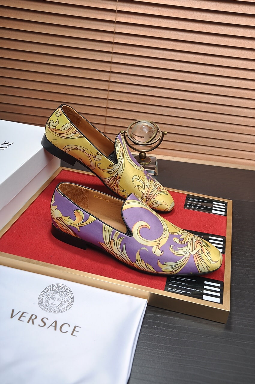 Versace-inspired Purple Baroque Print Loafer