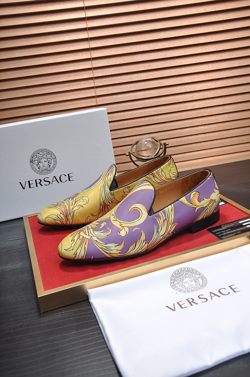 Versace-inspired Purple Baroque Print Loafer