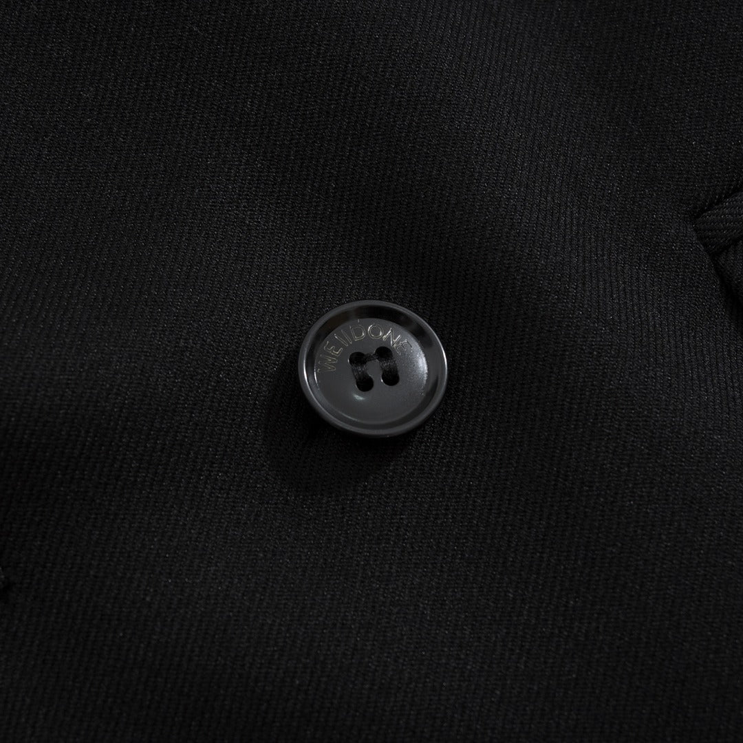 We11Done Black Double-Breasted Graphic Logo Blazer