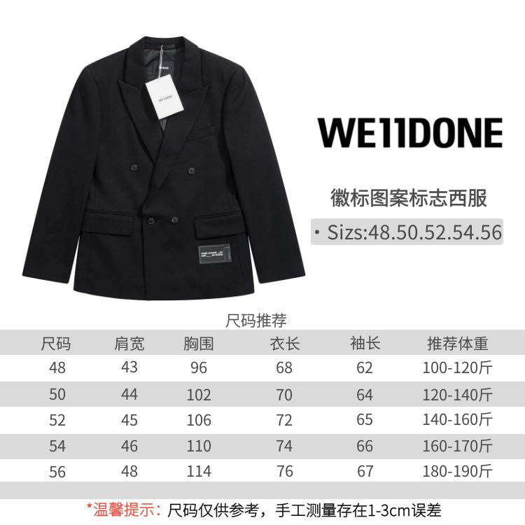 We11Done Black Double-Breasted Graphic Logo Blazer