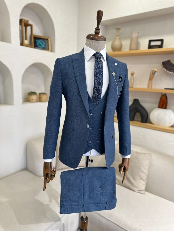Navy Blue Slim Suit on display