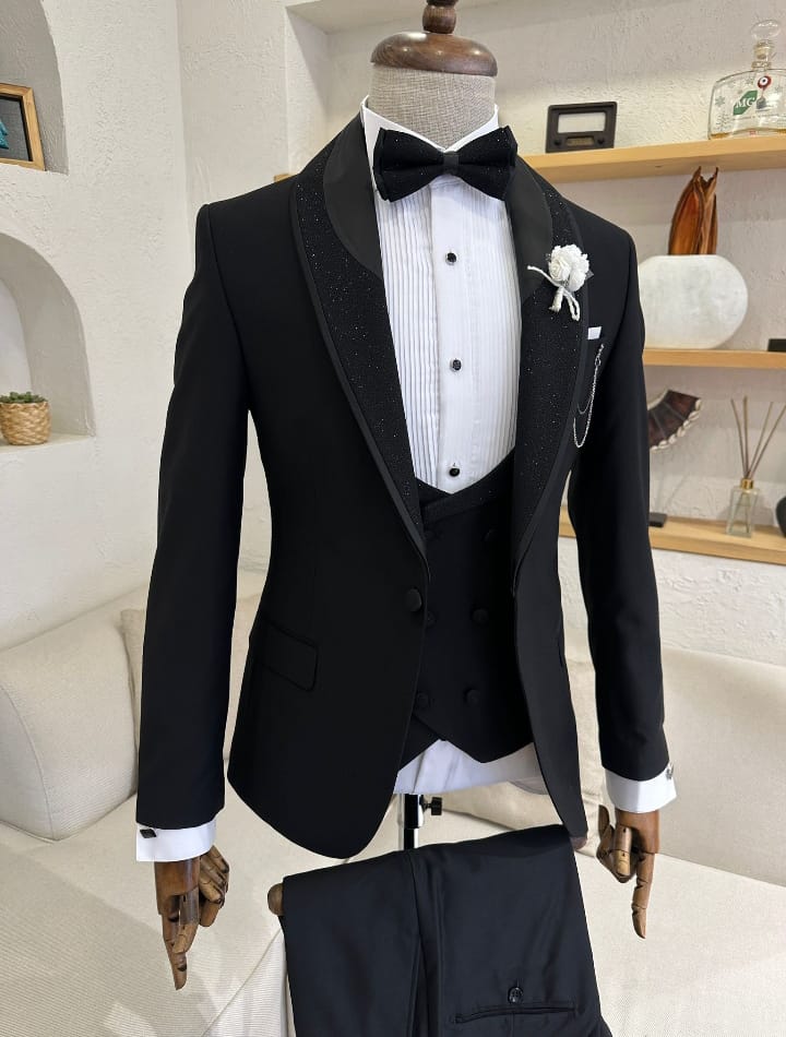 Distinctive Elegance Black  Shawl Collar Tuxedo on display