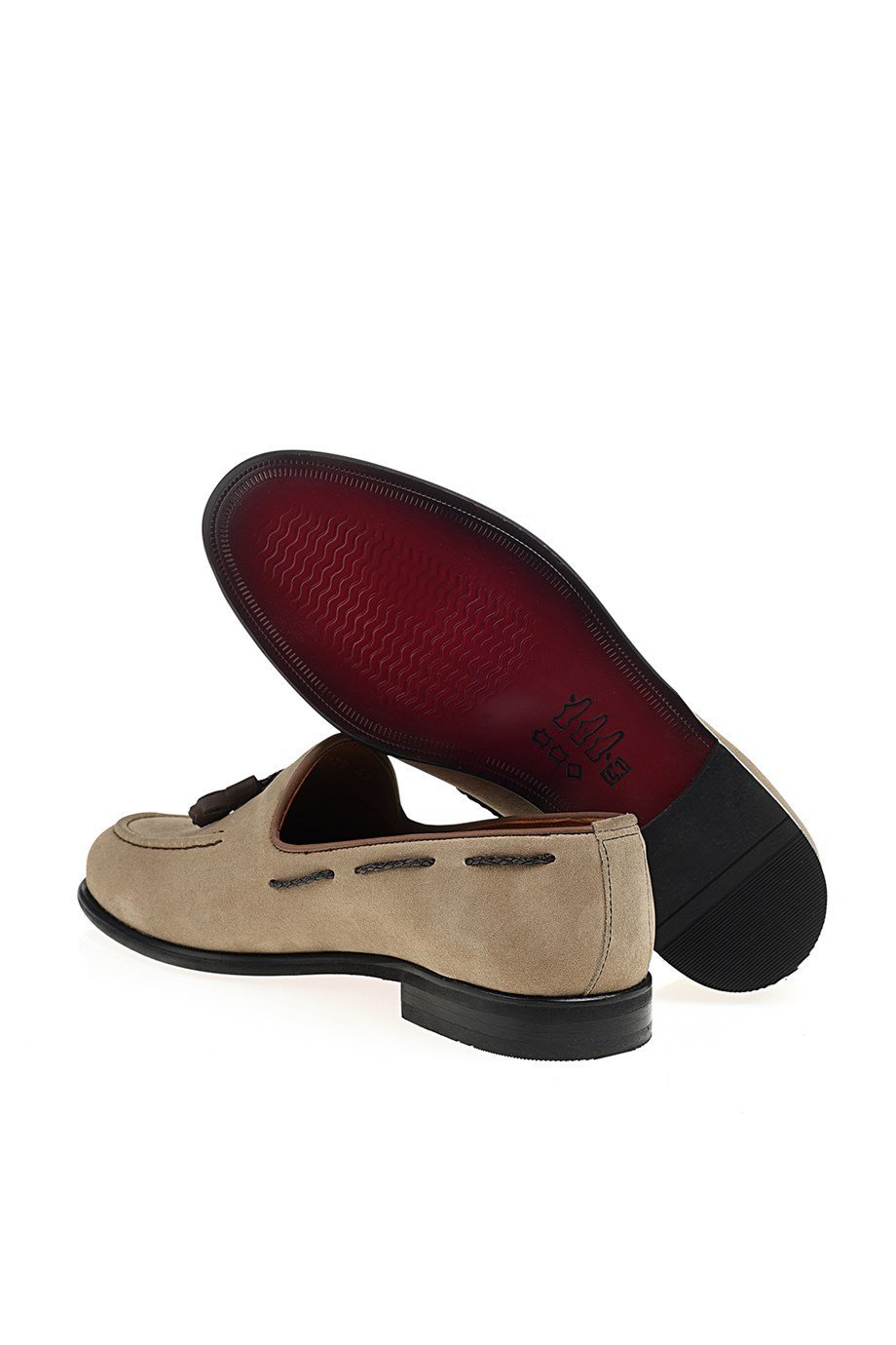 Beige Men's Suede Tassel Loafers - SUITHARBOR