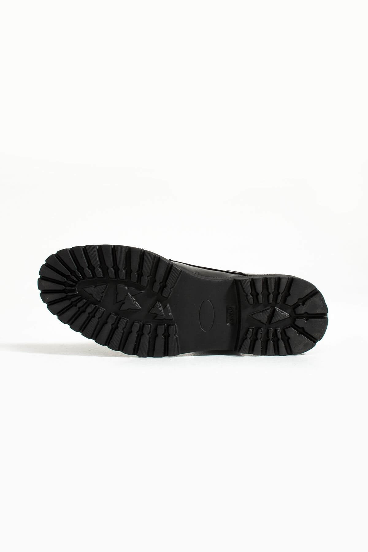 Black High - Shine Leather Derby Shoes with Chunky Sole - SUITHARBOR