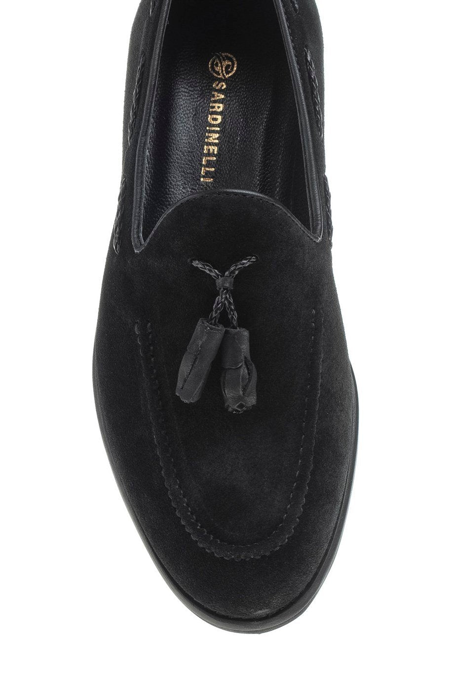 Black Men's Suede Tassel Loafers - SUITHARBOR