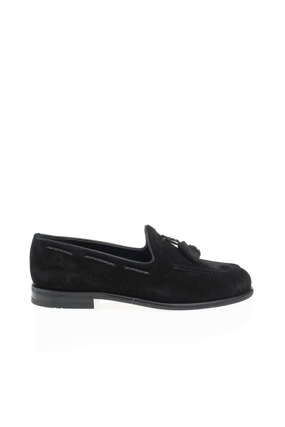 Black Men's Suede Tassel Loafers - SUITHARBOR