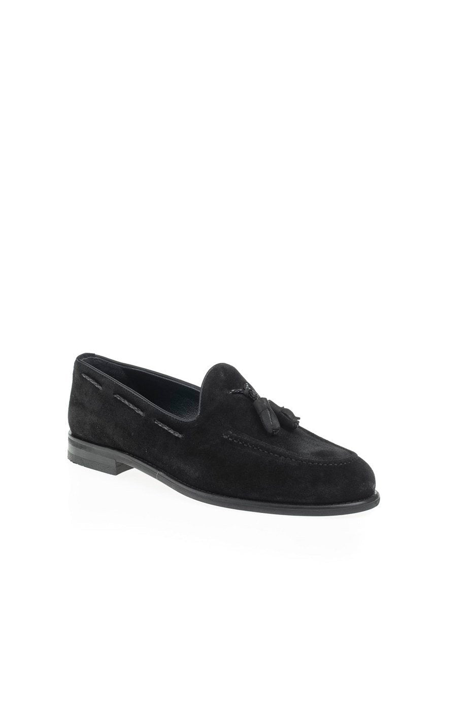 Black Men's Suede Tassel Loafers - SUITHARBOR