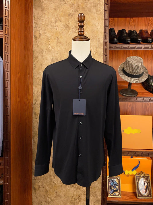Black Tailored Fit Luxury Dress Shirt - SUITHARBOR