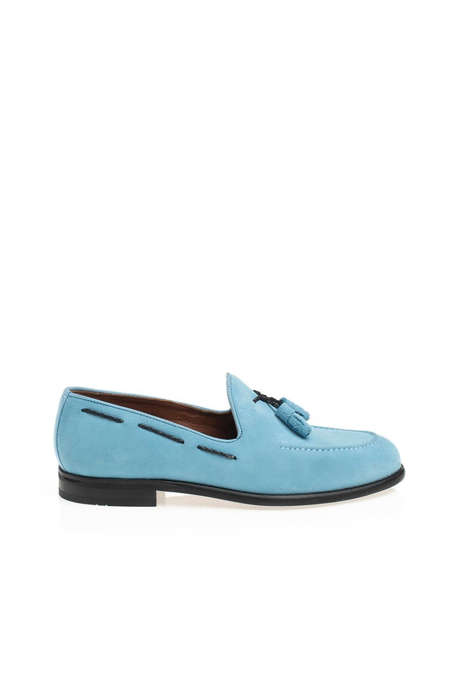 Blue Men's Suede Tassel Loafers - SUITHARBOR