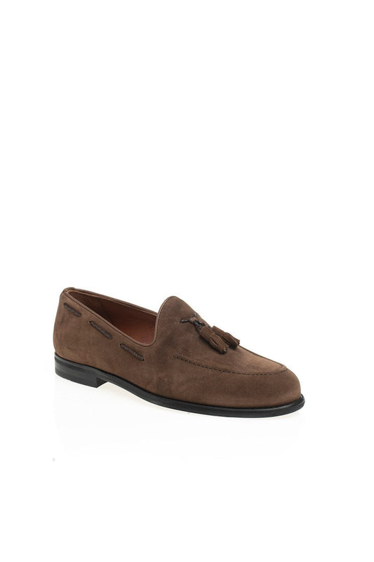 Brown Men's Suede Tassel Loafers - SUITHARBOR