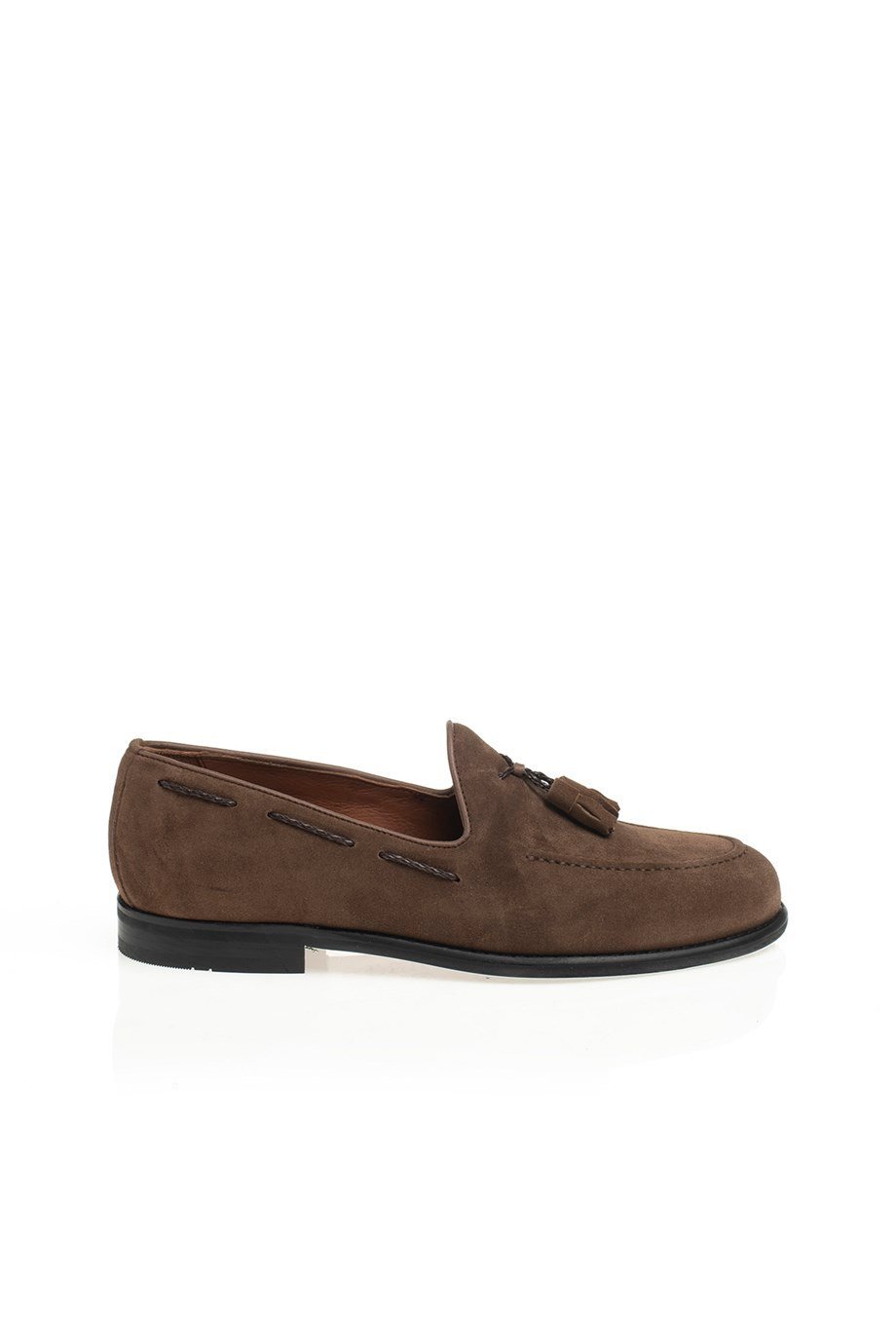 Brown Men's Suede Tassel Loafers - SUITHARBOR