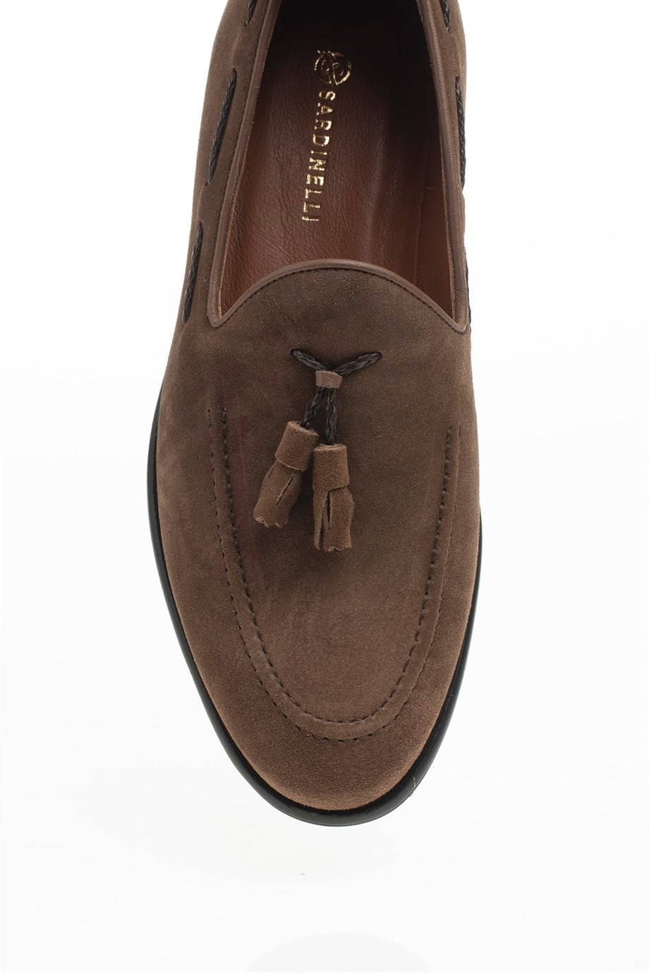 Brown Men's Suede Tassel Loafers - SUITHARBOR