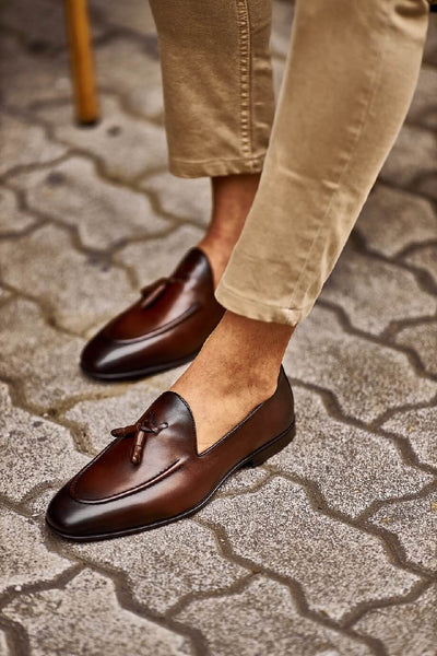 Brown Tassel Cascade Loafers – Perfect Groomsmen Loafers for Fall Weddings 41
