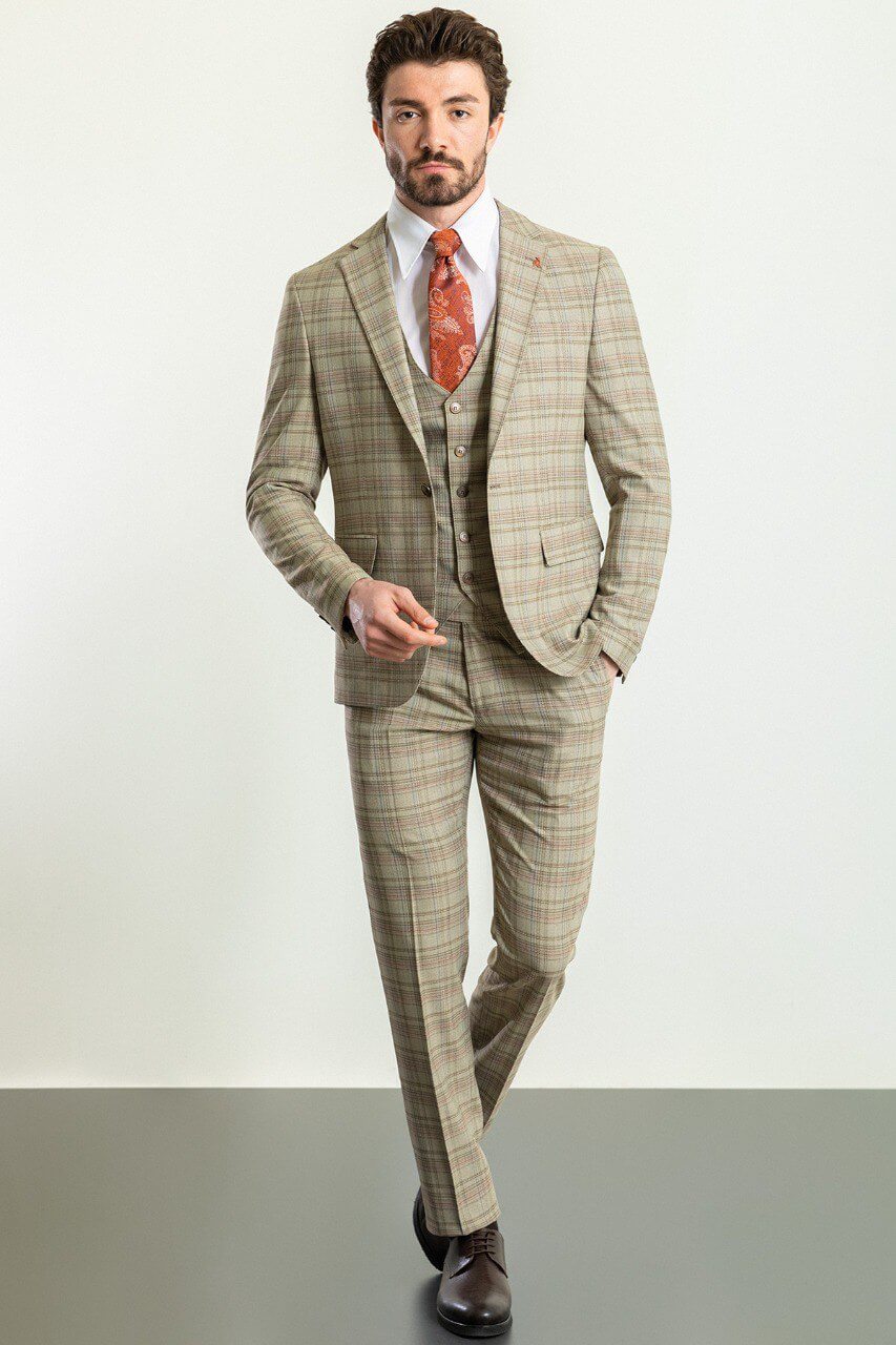 Man wearing a Camel Pattern Prestige Suit