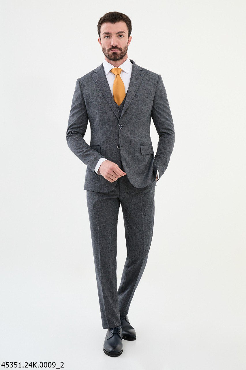 Charcoal Gray Three - Piece Suit - SUITHARBOR