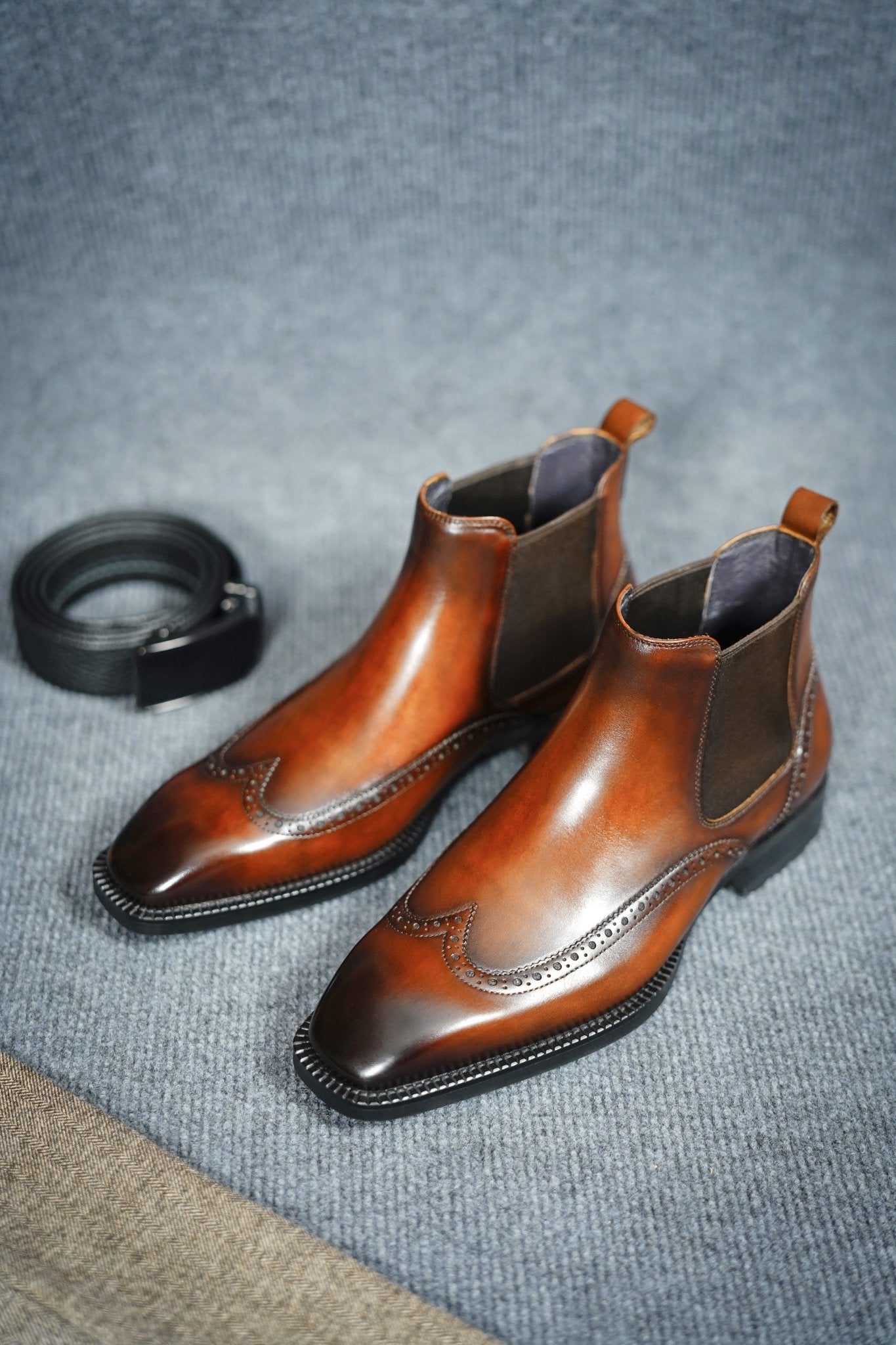 Chestnut Prestige Brogue Chelsea Boot - SUITHARBOR
