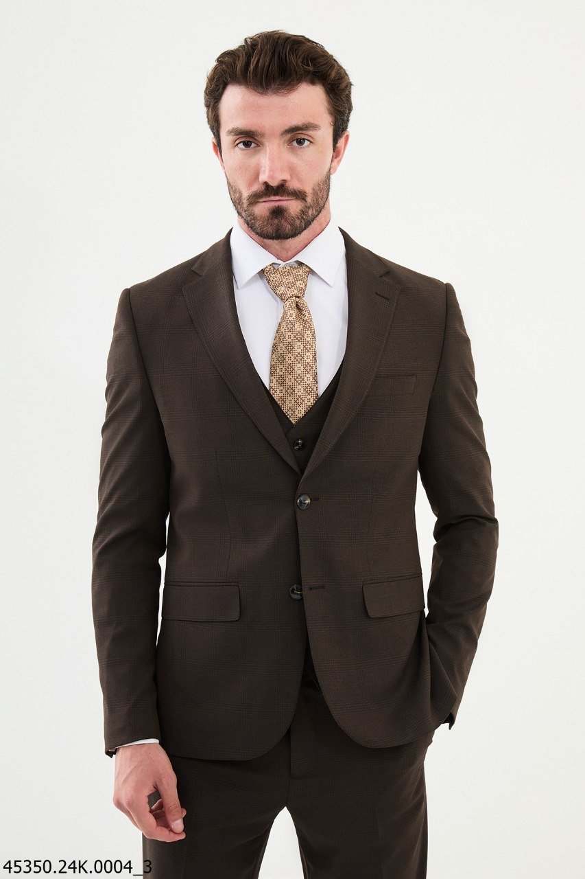 Chocolate Brown Three - Piece Formal Suit - SUITHARBOR