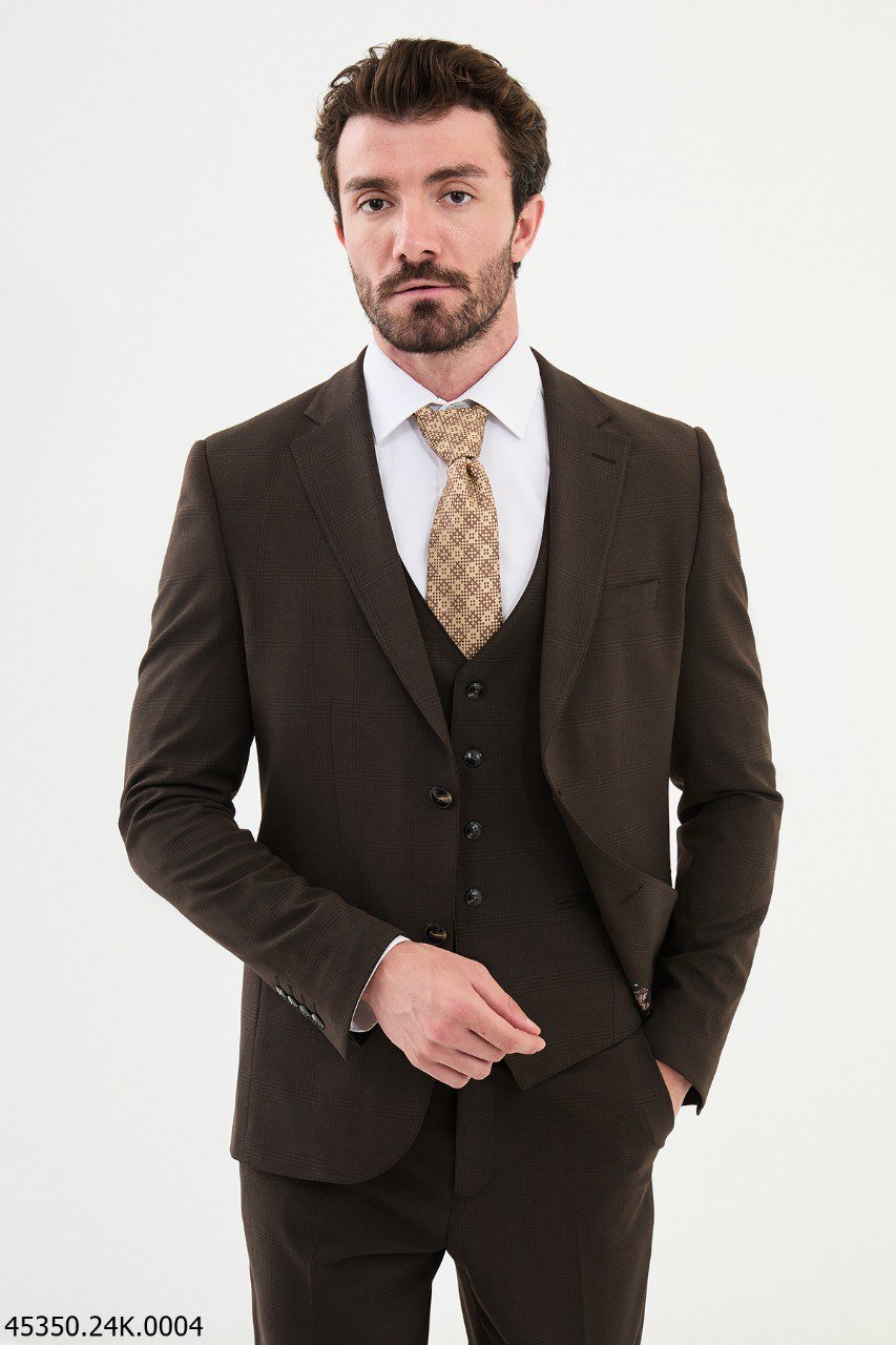 Chocolate Brown Three - Piece Formal Suit - SUITHARBOR