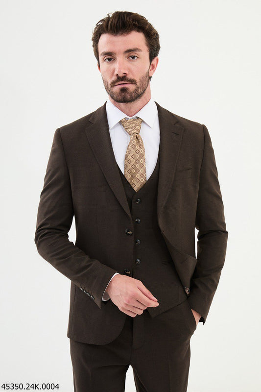 Chocolate Brown Three - Piece Formal Suit - SUITHARBOR