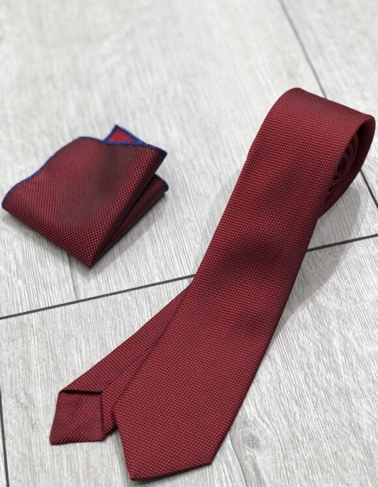 Claret Red Textured Tie for Men - SUITHARBOR